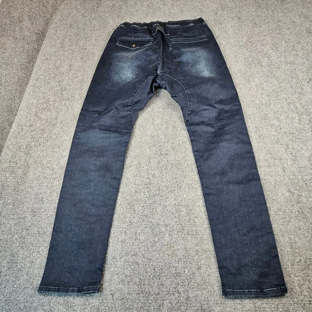 Zanerobe Sureshot Jogger Pants Mens 32 Dark Blue Faded Slim Fit Drawstring Denim